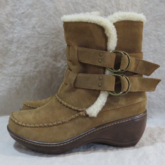 SoftWalk Manchester Suede Leather Boots With Faux Shearling Trim SIZE 8.5 - Picture 4 of 12